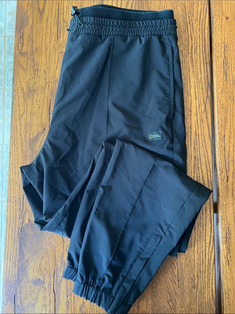 National Geographic Black Unisex Jogger Pants with Logo Patch